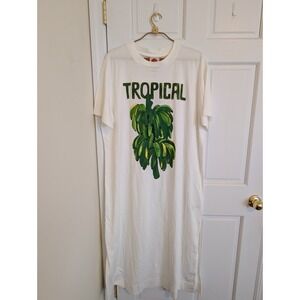 Farm Rio Dress Tropical T Shirt Dress Banana Print Off White Size XL